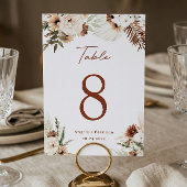 Boho Terracotta Pampas Grass Wedding Tischnummer