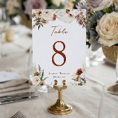 Boho Terracotta Pampas Grass Wedding Tischnummer