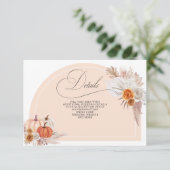 Boho Terracotta Pampas Pumpkins Falldetails Begleitkarte (Stehend Vorderseite)