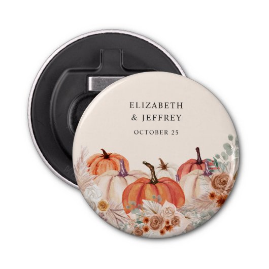 Boho Terracotta Pampas Pumpkins Hochzeit im Herbst Flaschenöffner (Vorderseite)