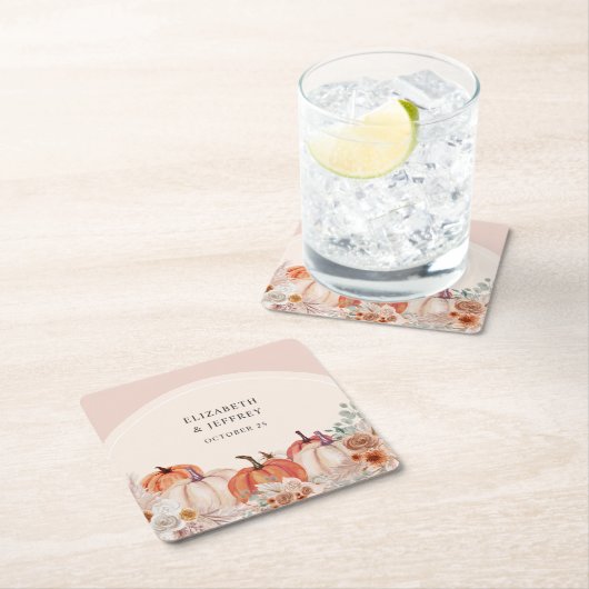 Boho Terracotta Pampas Pumpkins Hochzeit im Herbst Rechteckiger Pappuntersetzer (Vor Ort)