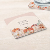 Boho Terracotta Pampas Pumpkins Hochzeit im Herbst Rechteckiger Pappuntersetzer (angewinkelt)