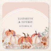 Boho Terracotta Pampas Pumpkins Hochzeit im Herbst Rechteckiger Pappuntersetzer (Vorderseite)