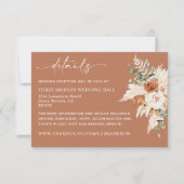 Boho Terracotta Pampas Wedding Details Card LEYLA (Vorderseite)