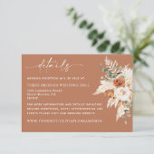 Boho Terracotta Pampas Wedding Details Card LEYLA (Stehend Vorderseite)