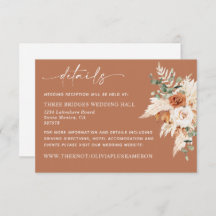 Boho Terracotta Pampas Wedding Details Card LEYLA