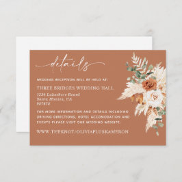 Boho Terracotta Pampas Wedding Details Card LEYLA