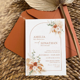 Boho Terracotta Pampas Wedding Einladung