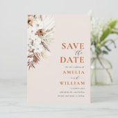 Boho terracotta pamporal Save the Date (Stehend Vorderseite)