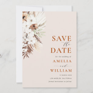 Boho terracotta pamporal Save the Date
