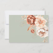 Boho Terracotta Peach Cream Floral Green QR Code RSVP Karte (Rückseite)