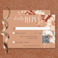 Boho Terracotta Peach & Cream Floral QR Code