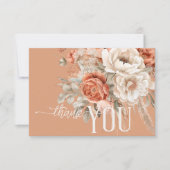 Boho Terracotta Peach & Cream Floral Wedding Dankeskarte (Vorderseite)