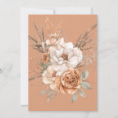 Boho Terracotta Peach & Cream Floral Wedding Einladung (Rückseite)