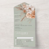 Boho Terracotta Peach & Cream Green Dinner All In One Einladung (Innen Boden)