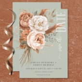 Boho Terracotta Peach & Cream Grüne Hochzeit Save The Date