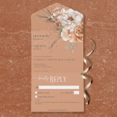 Boho Terracotta Peach Creme Floral No Dinner All In One Einladung