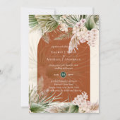 BOHO Terracotta Peach Pampas Grass Wedding Einladung (Vorderseite)