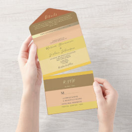 Boho Terracotta Peach Wedding All In One Einladung
