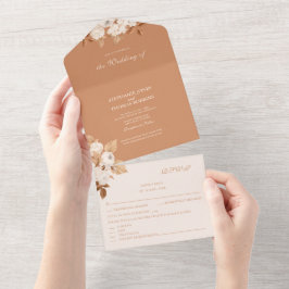 Boho Terracotta Peonies All in One Wedite Einladun Einladung