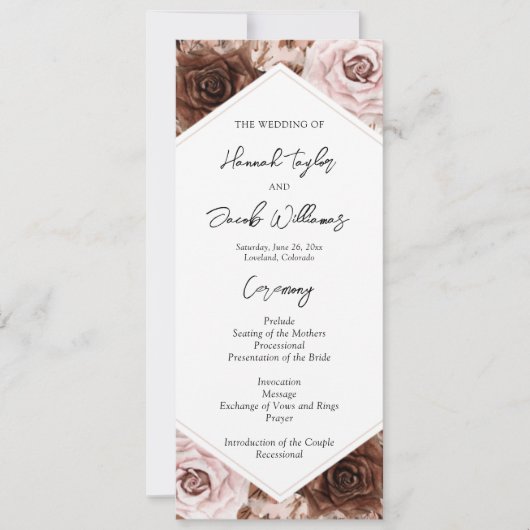 Boho Terracotta Printable Wedding Ceremony Program Einladung (Vorderseite)