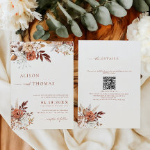 Boho Terracotta QR Code 2 in 1 Hochzeit