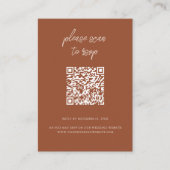 Boho Terracotta QR Code Foto Wedding RSVP Begleitkarte (Vorderseite)