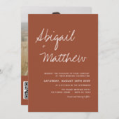 Boho Terracotta QR Code UAWG Wedding Einladung (Vorne/Hinten)