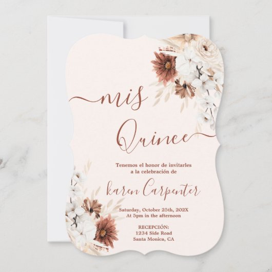 Boho Terracotta Quinceanera Einladung (Vorderseite)
