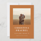 Boho Terracotta Rainbow Retro Script Foto Wedding Save The Date (Rückseite)