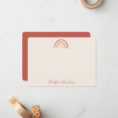 Boho Terracotta Rainbow Rosa Personalisiert Mitteilungskarte (Vorderseite/Rückseite Beispiel)