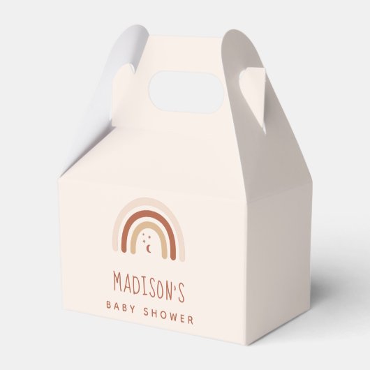 Boho Terracotta Rainbow Stars & Moon Babydusche Geschenkschachtel (Rückseite)