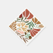 Boho Terracotta Retro Abstrakte Blumenhochzeit Serviette (Ecke)