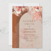 Boho Terracotta Rose Pampas Grass Floral Wedding (Vorderseite)