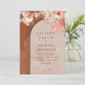 Boho Terracotta Rose Pampas Grass Floral Wedding (Stehend Vorderseite)