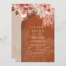 Boho Terracotta Rose Pampas Grass Floral Wedding