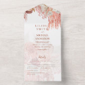Boho Terracotta Rose Pampas Grass Floral Wedding All In One Einladung (Innen Boden)