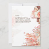 Boho Terracotta Rose Pampas Grass Floral Wedding Einladung (Rückseite)