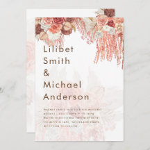 Boho Terracotta Rose Pampas Grass Floral Wedding