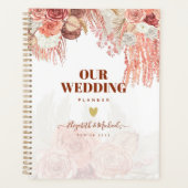 Boho Terracotta Rose Pampas Grass Floral Wedding Planer (Vorderseite)