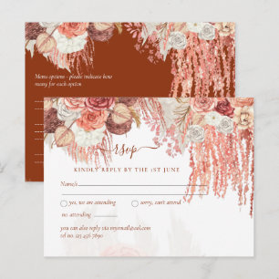 Boho Terracotta Rose Pampas Grass Floral Wedding Postkarte
