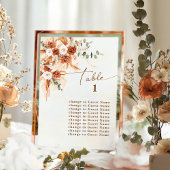 Boho Terracotta Rose Pampas Table 1 Seating Plan