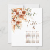Boho Terracotta Rose Table 6 Seating Plan Card  (Vorderseite)