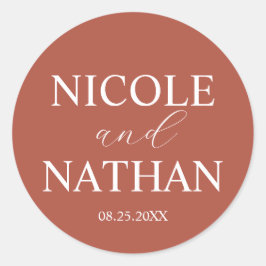 Boho Terracotta Rust Earth Tone Wedding Runder Aufkleber