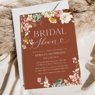 Boho Terracotta Rust Fall Bridal Dusche Einladung