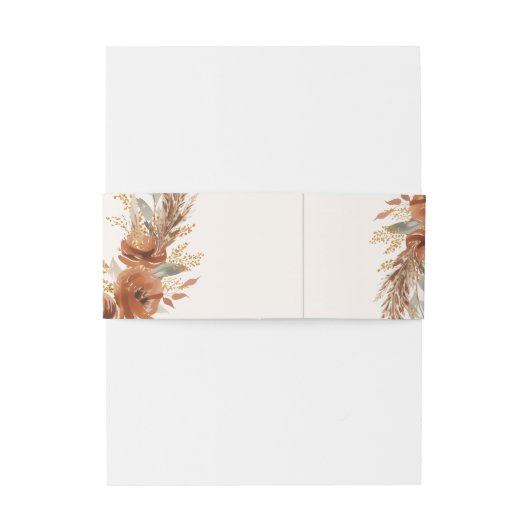 Boho Terracotta Rust Fall Floral Wedding Einladungsbanderole (Rückseitenbeispiel)