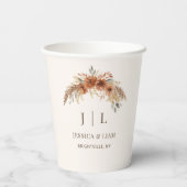 Boho Terracotta Rust Fall Floral Wedding Pappbecher (Rückseite)