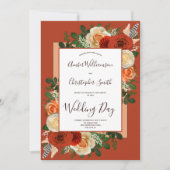 Boho Terracotta Rust Floral Pampas Grass Wedding Einladung (Vorderseite)