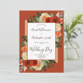 Boho Terracotta Rust Floral Pampas Grass Wedding Einladung (Stehend Vorderseite)