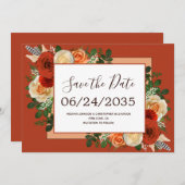 Boho Terracotta Rust Floral Pampas Grass Wedding Save The Date (Vorne/Hinten)